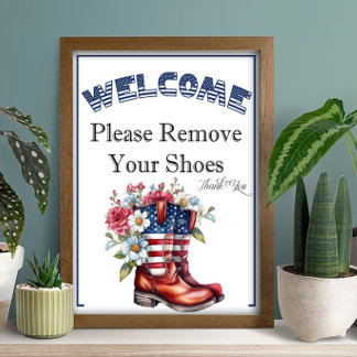 Poster Um Sinal de 4 de Julho para Remover Sapatos Por Fa