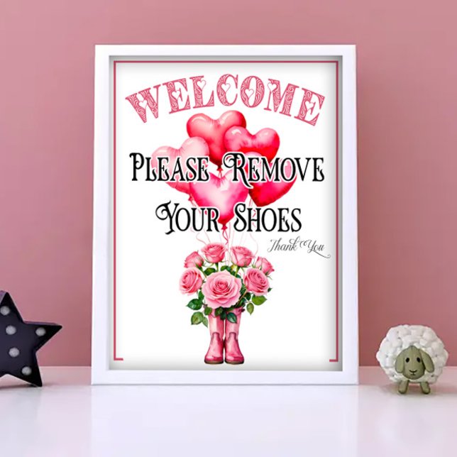 Poster Um Sinal de Dia dos Namorados para Remover Sapatos (Criador carregado)