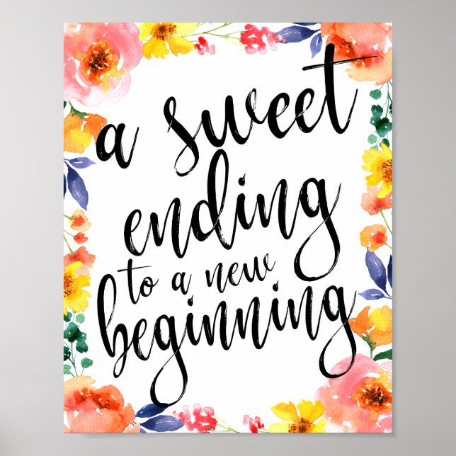 Póster Um Sinal de Favoritos Floral de Aquarela 8x10 Fina (Frente)