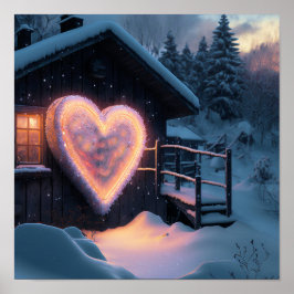 Poster Um Sinal de Forma Cardíaca Grande diante de uma Ca