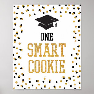Poster Um Sinal de Graduação Dourada e Preto de Biscoito 