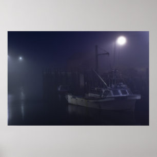 Póster Um Solitário de arte noturna de Harbor