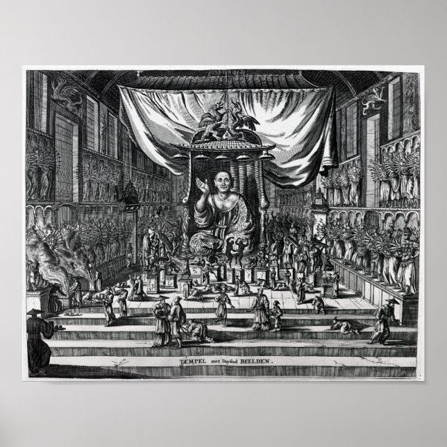 Póster Um templo budista, uma ilustração (Frente)