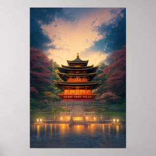 Poster Um Templo Japonês Encantador ao Sol