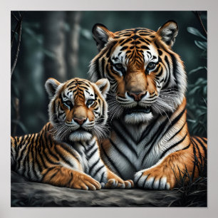 Poster Um Tigre com o Cubo