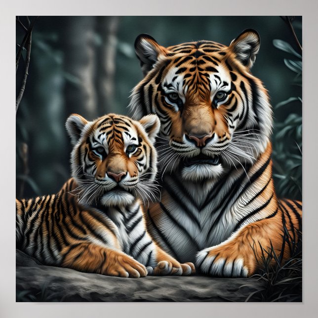 Poster Um Tigre com o Cubo (Frente)