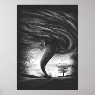 Poster um tornado numa estrada em estilo realista
