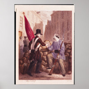 Póster Um Trabalhador Compartilhando seu Pão com um Estud