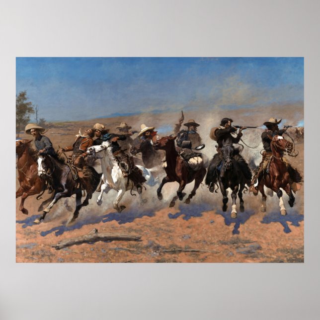 Poster Um Traço para a Madeira por Frederic Remington (Frente)