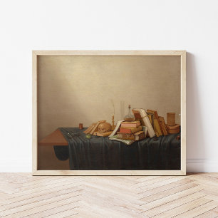 Poster Um Vanitas com Livros e Crânio   Gerrit van Vucht