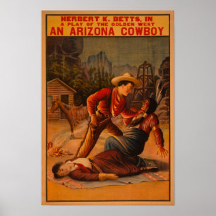 Póster Um vaqueiro da arizona - vaqueiro e luta indiana