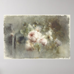 Poster Um vaso com rosas de Margaretha Roosenboom (1853 -