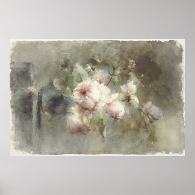 Poster Um vaso com rosas de Margaretha Roosenboom (1853 - (Frente)