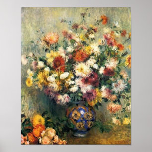 Póster Um vaso de Renoir dos crisântemos