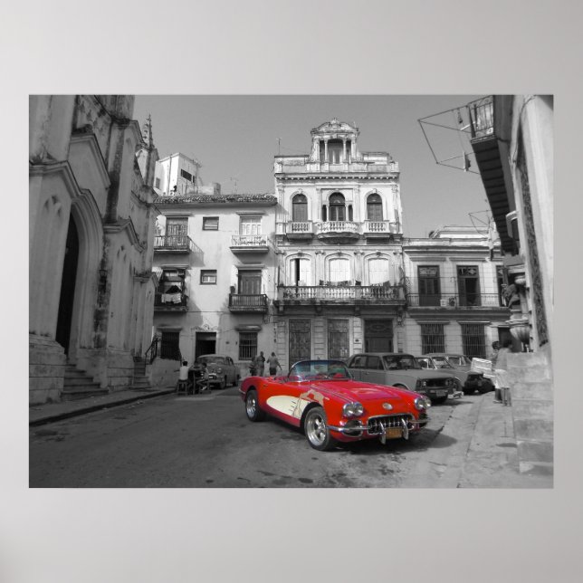 Póster Um velho Corvette em Havana (Frente)