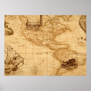 Poster Um velho mapa da América