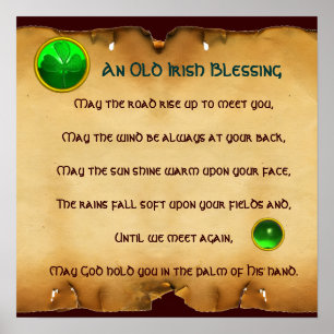 Póster Um velho pergaminho irlandês de bênção, ao quadrad