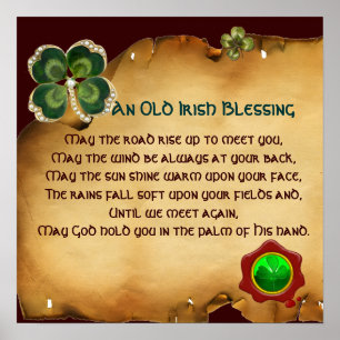 Póster Um velho pergaminho irlandês de benção, Quadrad