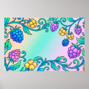 Poster Um vibrante padrão de frutas psicodélicas