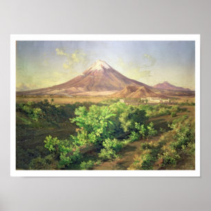 Poster Um vulcão pequeno no campo mexicano, 1887 (óleo
