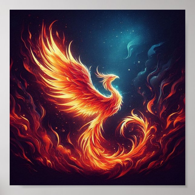 Poster Uma ascensão de fênix de cinzas ferozes. (Frente)
