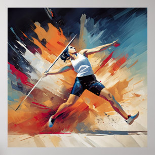 Poster Uma atleta de dardo fêmea.