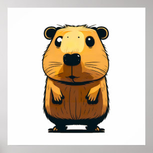 Poster Uma bela Capybara de pé e de frente