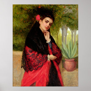 Poster Uma beleza espanhola, 1872 (óleo em canvas)