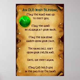 Poster Uma Bênção Irlandesa Antiga em Pergaminho