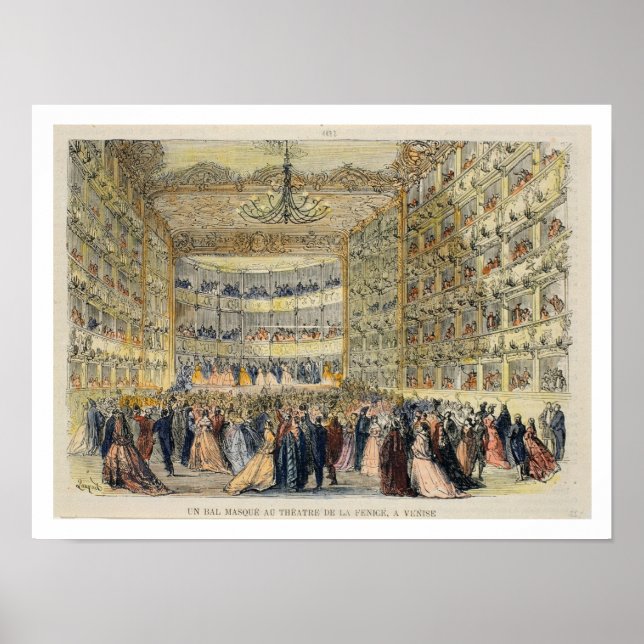 Poster Uma Bola Mascarada no Teatro Fenice, Veneza, 19º (Frente)