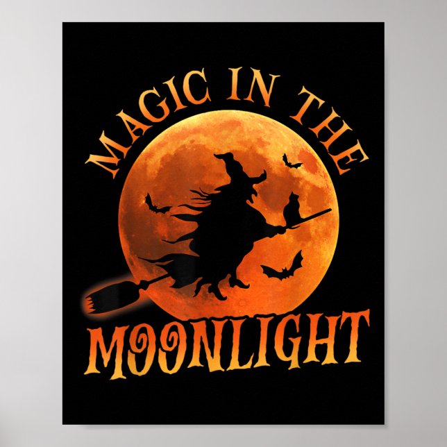 Poster Uma Bruxa Andando a Broom Halloween Magic (Frente)