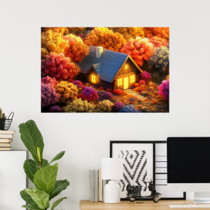 Poster Uma cabana aconchegante aninhada no coração de uma