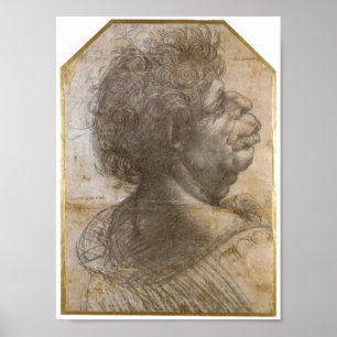 Póster Uma cabeça grotesco, Leonardo da Vinci