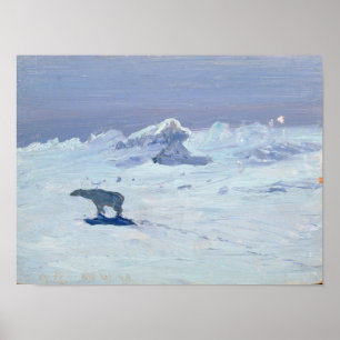 Poster Uma caça do urso polar na noite enluarada, 1899