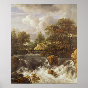 Póster Uma cachoeira em uma paisagem rochosa, c.1660-70