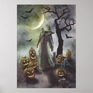 Póster Uma caminhada nebulosa no Halloween.