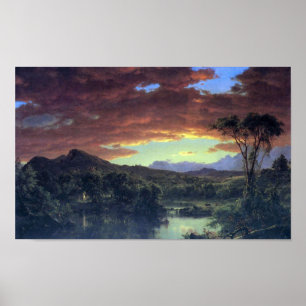 Poster Uma casa rural pela igreja de Frederic Edwin