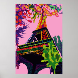 Poster Uma Celebração Colorida da Torre Eiffel