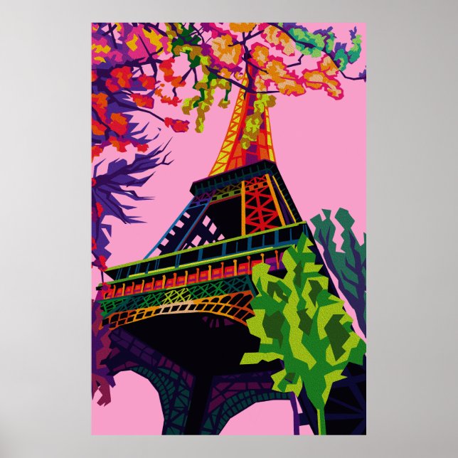 Poster Uma Celebração Colorida da Torre Eiffel (Frente)