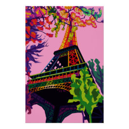 Póster Uma Celebração Colorida da Torre Eiffel