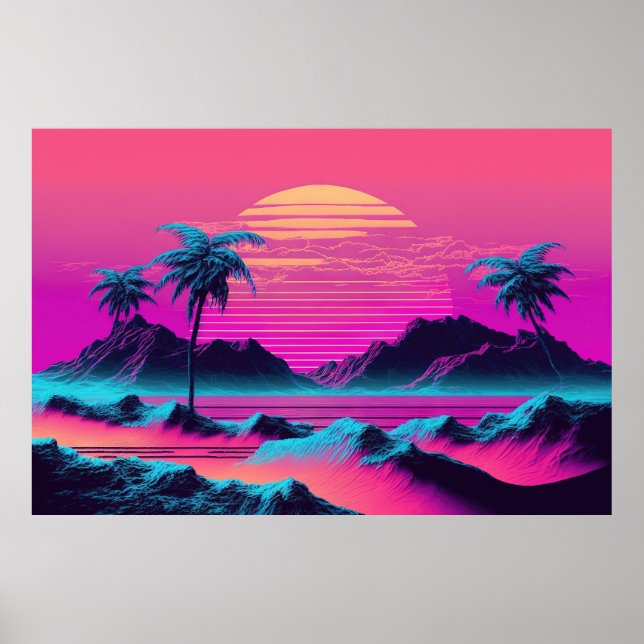 Poster Uma Celebração Vaporwave da Beleza Oceânica (Frente)