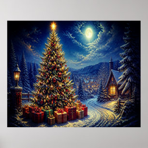 Poster Uma Cena de Natal Azul na Rua da Vizinhança