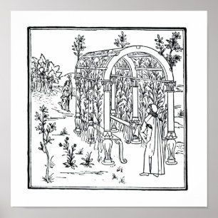 Póster Uma cena do jardim, de "Hypnerotomachia Poliphili"