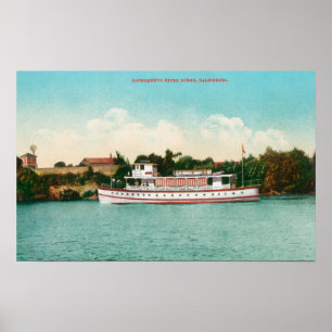 Poster Uma cena do Rio Sacramento com um Riverboat