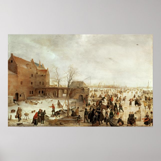 Póster Uma cena no gelo perto de uma cidade, c.1615 (Frente)
