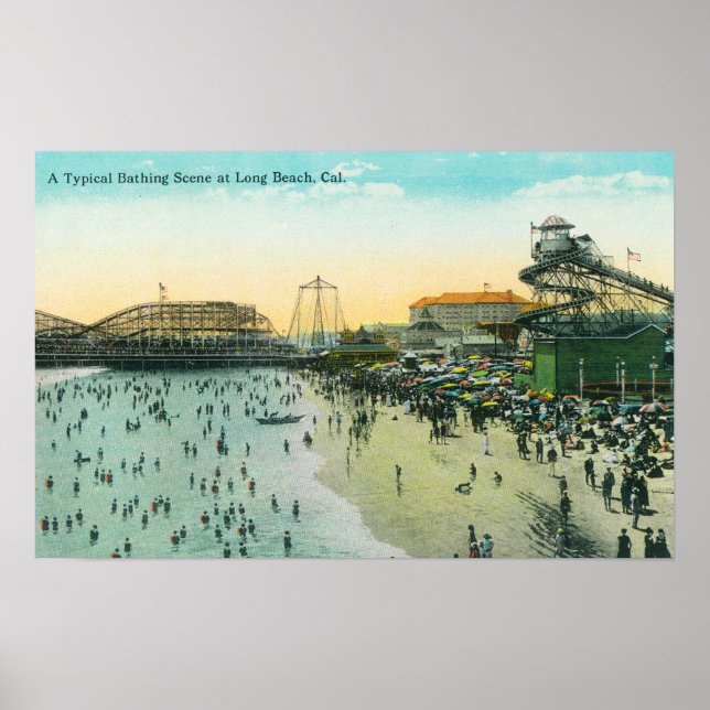 Póster Uma cena típica de banho na praia (Frente)