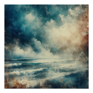 Póster Uma cena turbulenta do oceano - Fotografia antiga