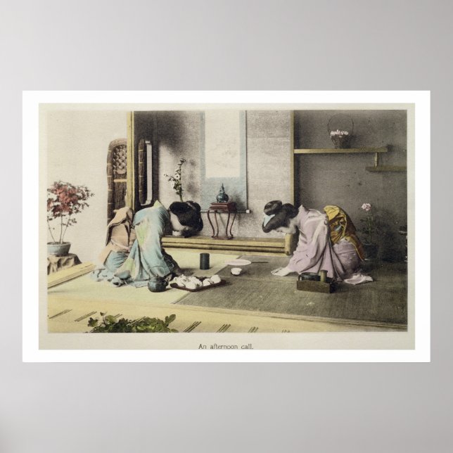 Póster Uma chamada à tarde, c.1880 (albumen de cor manual (Frente)