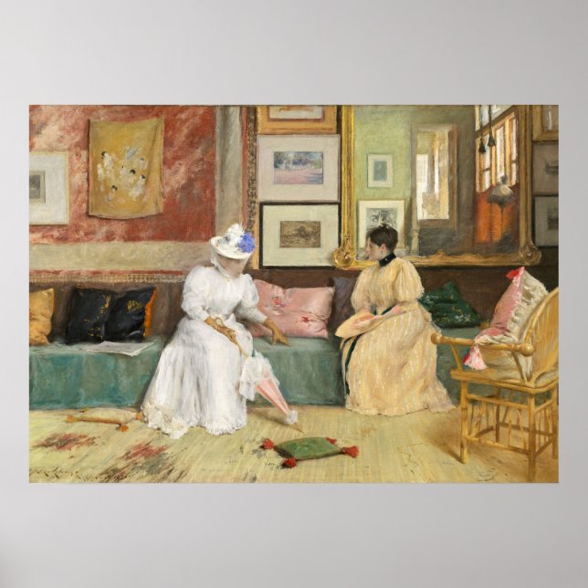 Poster Uma chamada amigável, 1895 (óleo na canvas) (Frente)