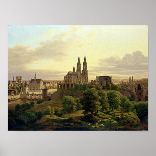 Póster Uma cidade medieval em 1830, 1830 (Frente)